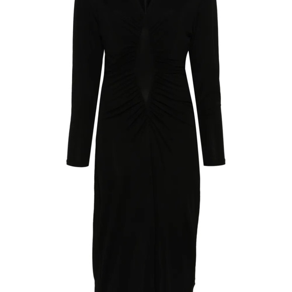 Diane von Furstenberg DVF Black Jersey Dress Midi Long Sleeve Size Medium NWT - Picture 4 of 16